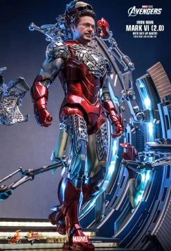 Hot Toys Iron Man - Iron Man Mk VI (2.0) W/Suit-up Gantry 1/6 Scale Set -Toy Store PD1674814643S0I