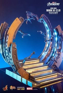 Hot Toys Iron Man - Iron Man Mk VI (2.0) W/Suit-up Gantry 1/6 Scale Set -Toy Store PD1674814644hvh