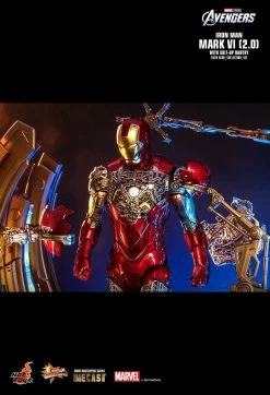 Hot Toys Iron Man - Iron Man Mk VI (2.0) W/Suit-up Gantry 1/6 Scale Set -Toy Store PD1674814645jlh