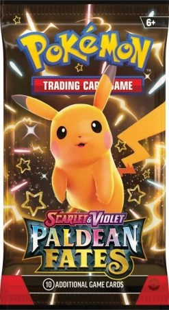 POKEMON POKÉMON TCG Scarlet & Violet 4.5 Paldean Fates Booster Bundle Set -Toy Store Pokemon TCG Scarlet Violet Paldean Fates Booster Wrap Pikachu EN 559x1024 1